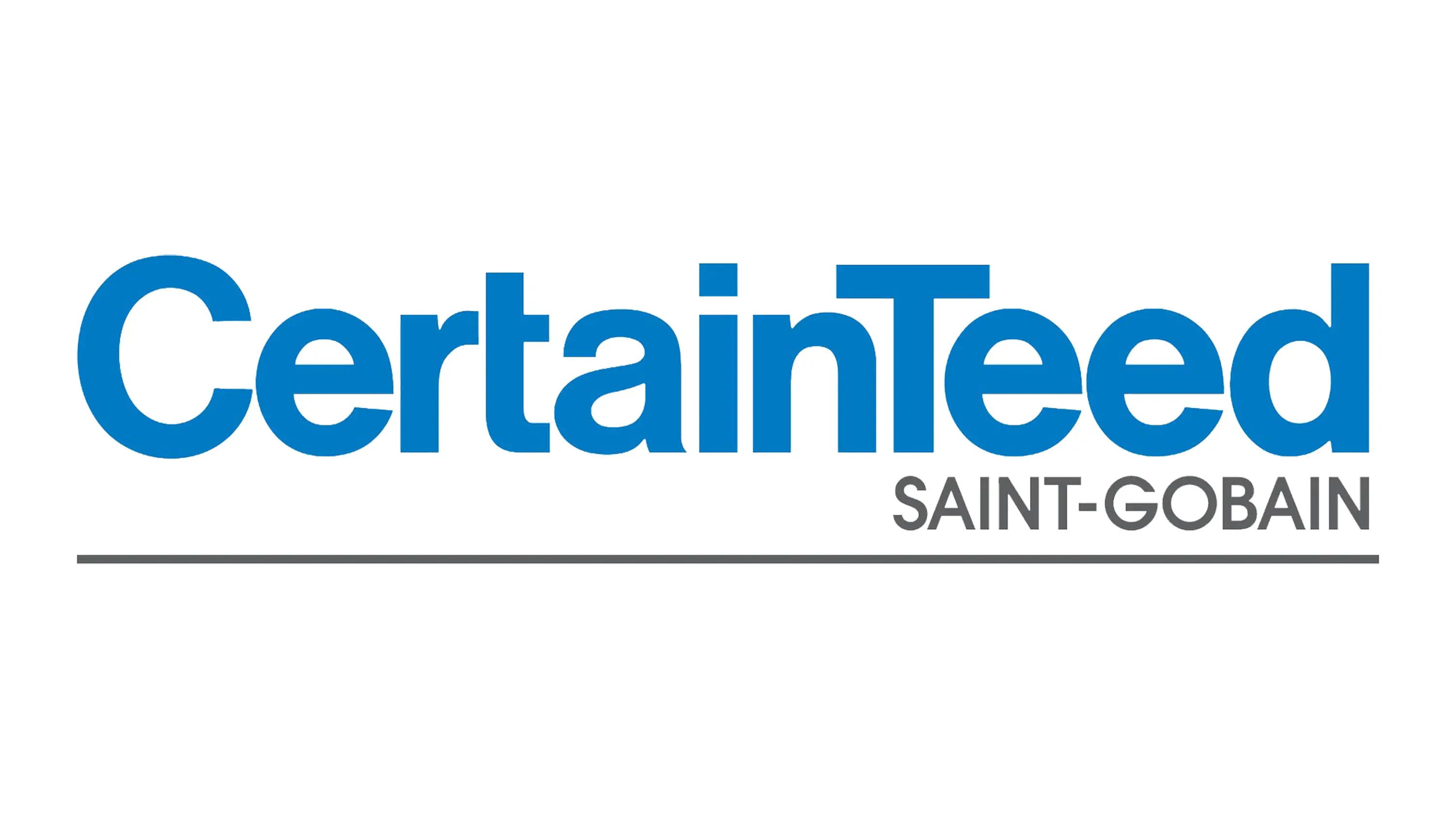Logo of CertainTeed Saint-Gobain in blue and grey text.